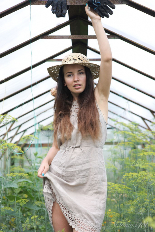 Naked in the greenhouse