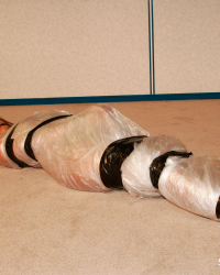 Kayla Bound Gagged And Wrapped In Plastic