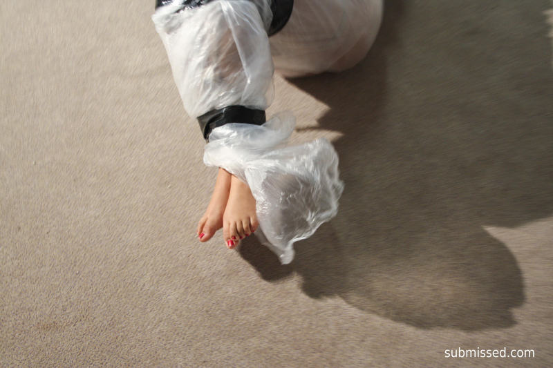 Kayla Bound Gagged And Wrapped In Plastic