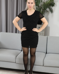 Minidress Black Crotchless Pantyhose