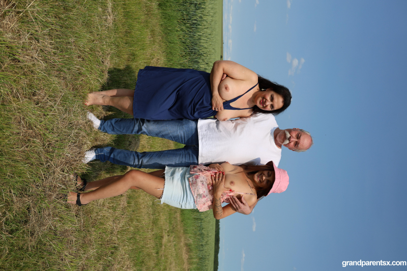 Outdoor sex with older couple
