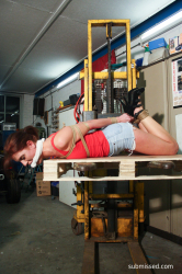 Kirsten-Hogtied-Cleavegagged-Forklifted