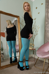 Black-Playsuit-Blue-Stockings