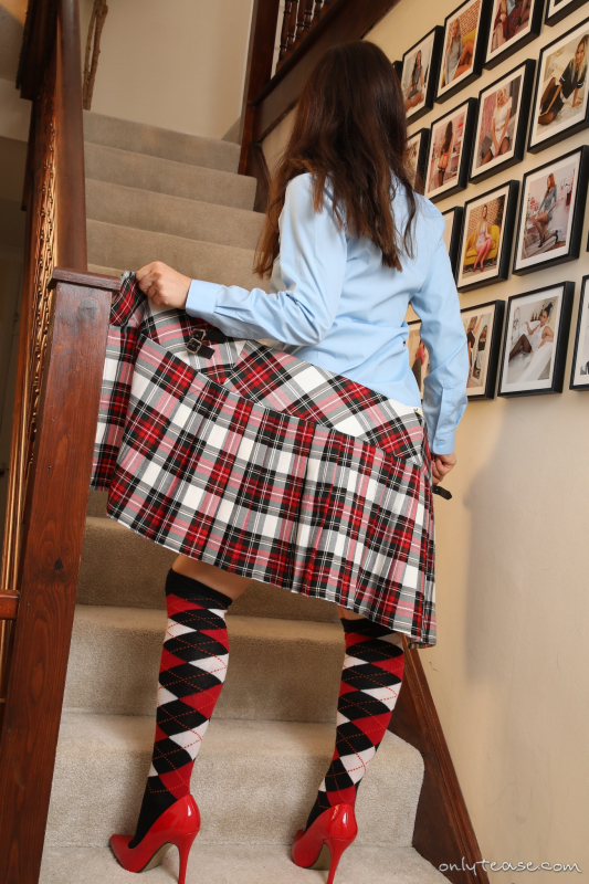 Plaid Miniskirt Thigh High Socks