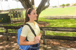 Melanie-Hicks-Schoolgirl-fingers-herself-in-public