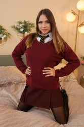 Pleated-Miniskirt-Sheer-Black-Pantyhose
