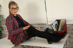 Plaid-Miniskirt-Boots-Patterened-Tights