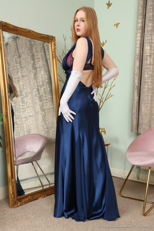 Blue Evening Gown White Stockings