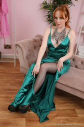 Red-Green-Evening-Gown-Black-Stockings