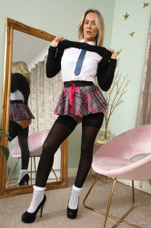 Plaid-Miniskirt-Ankle-Socks-Stockings