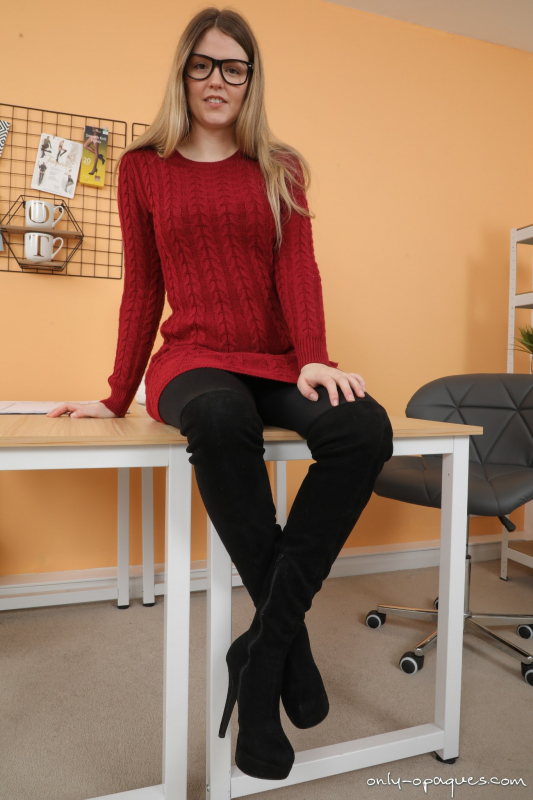 Sweater Dress Boots Black Pantyhose