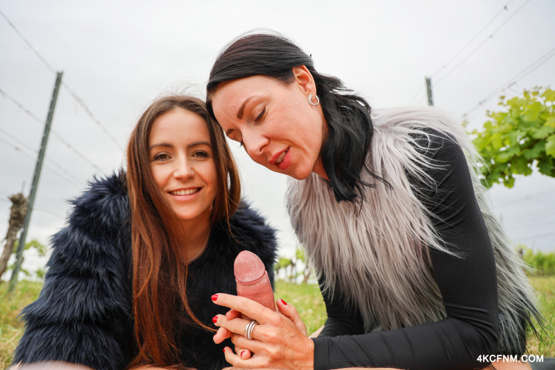Two vixens wild outdoor romp