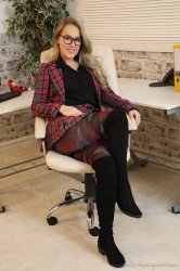 Plaid-Miniskirt-Boots-Tights