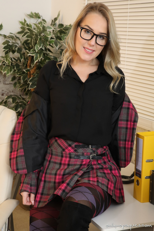 Plaid Miniskirt Boots Tights