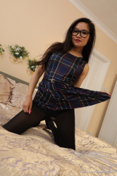 Plaid-Minidress-Black-Pantyhose